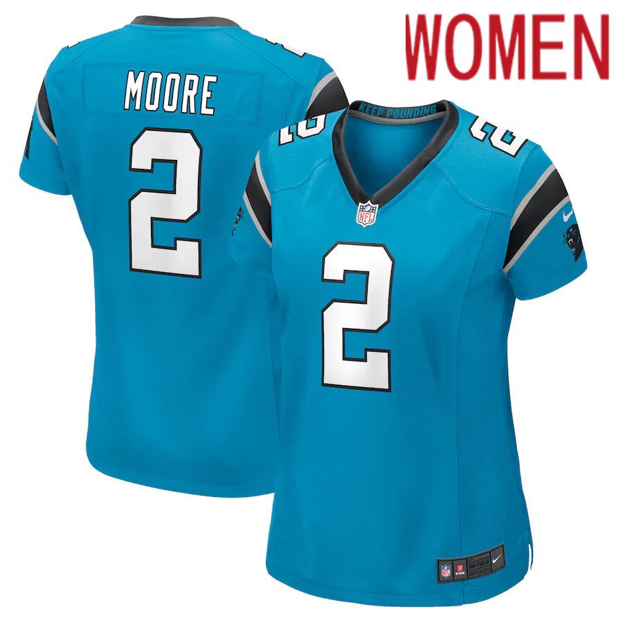 Women Carolina Panthers #2 D.J. Moore Nike Blue Game NFL Jersey->women nfl jersey->Women Jersey